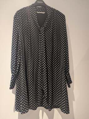 Zara Polka Dot Tie Neck Pleated Mini Dress Size XS